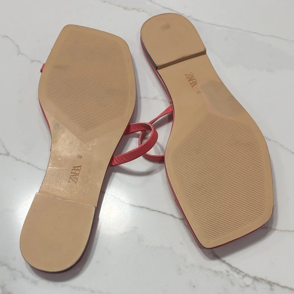 Zara Pink Minimal Double-Strap Slide Sandals - Picture 8 of 10